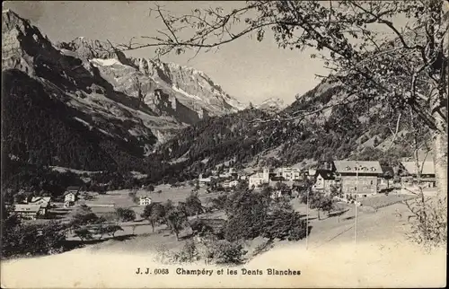 Ak Champéry Kanton Wallis, les Dents Blanches, Panoramaaufnahme