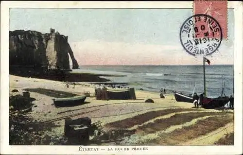 Ak Étretat Seine Maritime, La Roche Percée