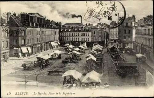 Ak Elbeuf Seine Maritime, La Marché, Place de la République