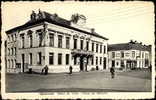 Ak Quiévrain Wallonien Hennegau, Hotel de Ville, Place du Marché