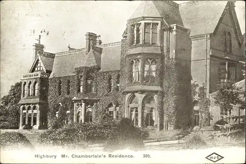 Ak Birmingham West Midlands England, Highbury Hall, Mr. Chamberlain's Residence