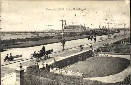 Ak Southport Merseyside England, Promenade & Pier