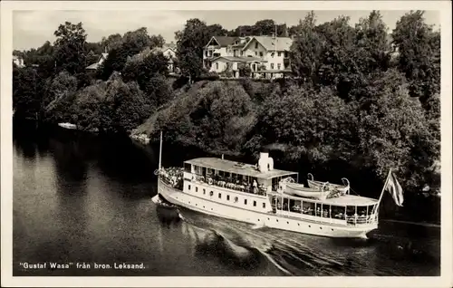 Ak Leksand Schweden, Gustaf Wasa frân bron. Leksand