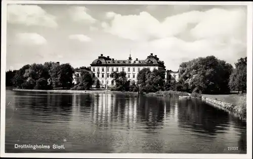 Ak Drottningholm Schweden, Blick zum Schloss