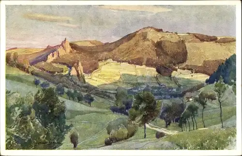 Künstler Ak Český Ráj Böhmisches Paradies Reg. Königgrätz, Pohled od Frýdstejna