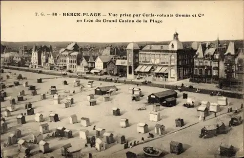 Ak Berck Plage Pas de Calais, Vue prise par Cerfs Volants Gomes et Cie en face du Grand Casino