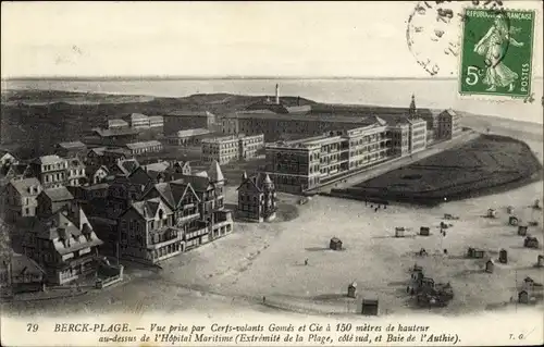 Ak Berck Plage Pas de Calais, Vue prise par Cerfs Volants Gomes et Cie