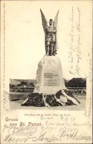 Ak Saint Privat la Montagne Sankt Privat Moselle, Denkmal des 1. Gard.-Regt. zu Fuss