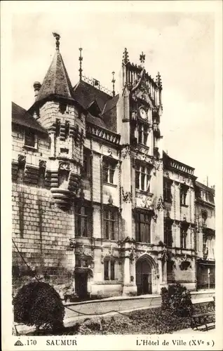 Ak Saumur Maine et Loire, L'Hotel de Ville, Hausfassade