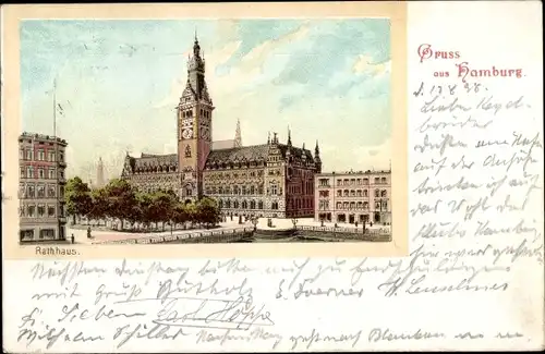 Passepartout Litho Hamburg Mitte Altstadt, Rathaus