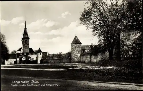 Ak Bad Langensalza in Thüringen, Partie an der Stadtmauer und Bergkirche