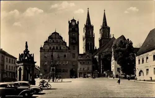Ak Oschatz in Sachsen, Platz der DSF, Rathaus, Denkmal