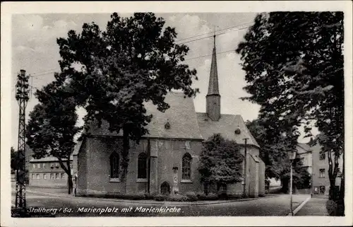 Ak Stollberg im Erzgebirge, Marienplatz mit Marienkirche