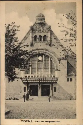 Ak Worms in Rheinland Pfalz, Portal vom Hauptbahnhof