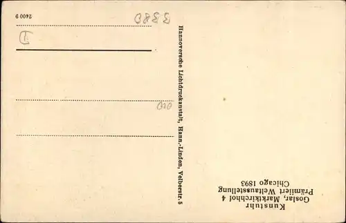 Ak Goslar am Harz, Kunstuhr, Prämiert Weltausstellung Chicago 1893