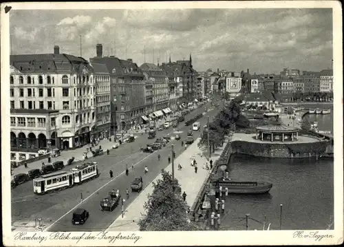 Ak Hamburg Mitte Neustadt, Teilansicht, Blick auf den Jungfernstieg