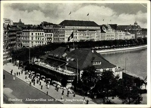 Ak Hamburg Mitte Neustadt, Alsterpavillion und Neuer Jungfernstieg