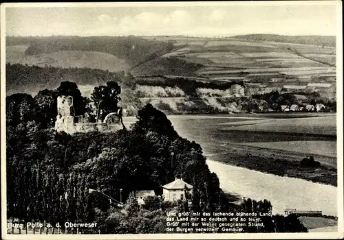 Ak Polle an der Weser, Gasthaus Zur Burg, Burgruine