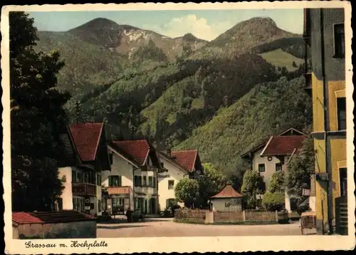 Ak Grassau in Oberbayern, Teilansicht mit Hochplatte