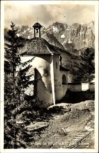 Ak Reit im Winkl Oberbayern, Klosterkapelle mit Wilden Kaiser