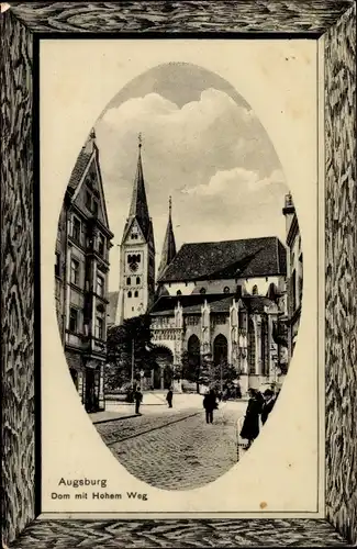 Passepartout Ak Augsburg in Schwaben, Partie am Dom mit Hohen Weg