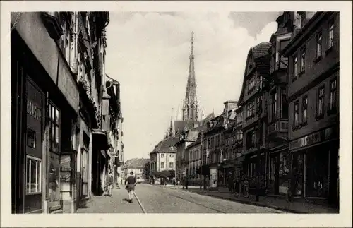 Ak Mühlhausen in Thüringen, Steinweg, Kirche, Litfaßsäule, Geschäfte