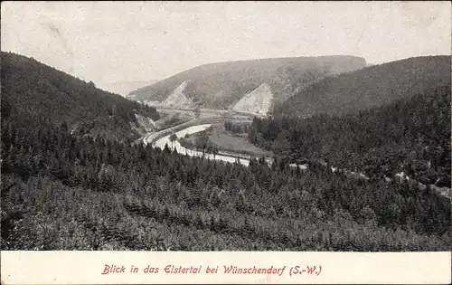 Ak Wünschendorf an der Elster, Blick in das Elstertal