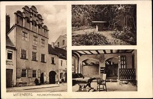 Ak Lutherstadt Wittenberg in Sachsen Anhalt, Melanchthonhaus, Innenansicht, Garten, Kachelofen