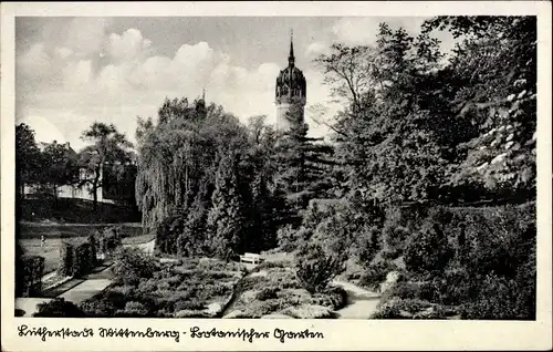 Ak Lutherstadt Wittenberg in Sachsen Anhalt, Botanischer Garten, Schlosskirche