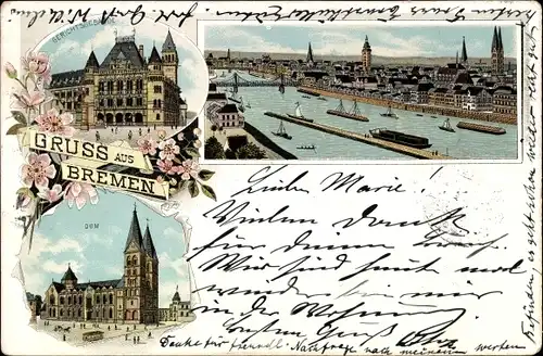 Litho Hansestadt Bremen, Gerichtsgebäude, Dom, Ortschaft