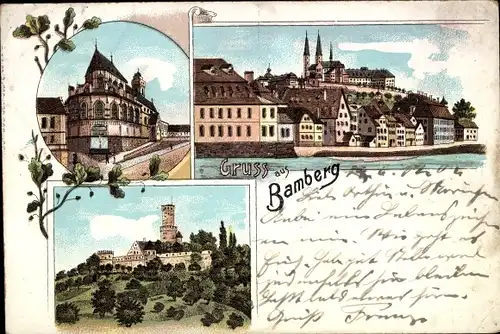 Litho Bamberg in Oberfranken, Panorama, Partien in der Stadt