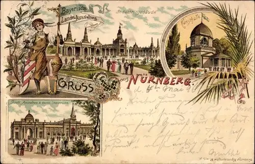 Litho Nürnberg in Mittelfranken, Bayerische Landesausstellung 1896, Industriegebäude, Kunsthalle