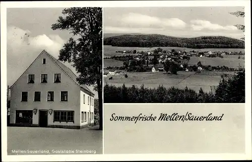Ak Mellen Balve im Sauerland, Sommerfrische, Gaststätte Steinberg, Ort mit Umgebung