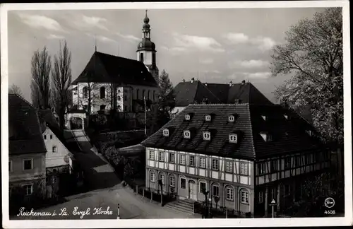 Ak Bogatynia Reichenau in Sachsen Schlesien, Evangelische Kirche