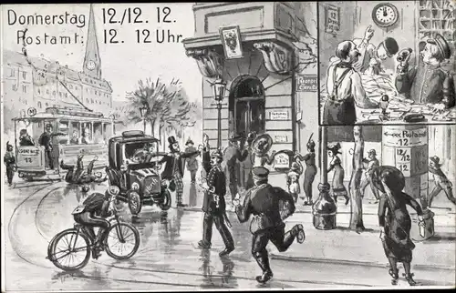 Künstler Ak Leipzig in Sachsen, Donnerstag 12.12.12, 12 Uhr 12, Straßenpartie