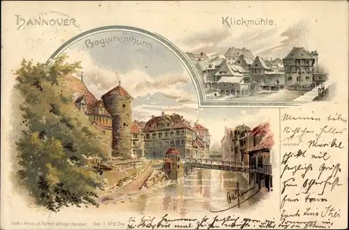 Künstler Litho Hammel, Otto, Hannover in Niedersachsen, Klickmühle, Beguinenturm
