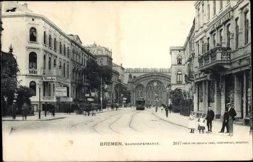 Ak Hansestadt Bremen, Bahnhofsstraße, Straßenbahn
