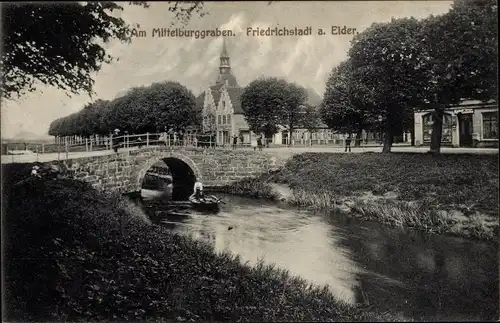Ak Friedrichstadt an der Eider Nordfriesland, am Mittelburggraben