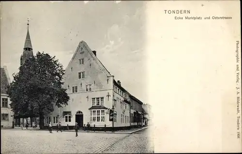 Ak Tønder Tondern Dänemark, Ecke Marktplatz und Osterstraße
