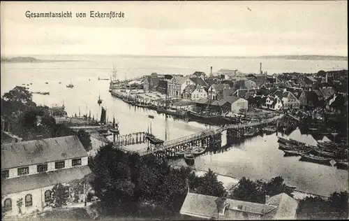 Ak Ostseebad Eckernförde, Panorama, Brücke