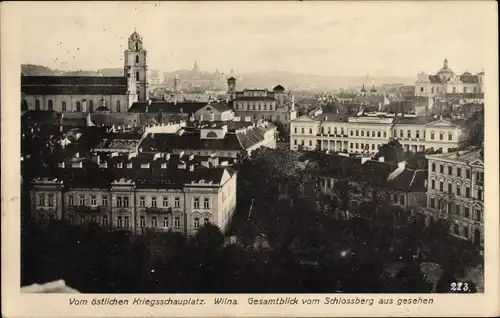 Ak Vilnius Wilna Litauen, Gesamtblick vom Schlossberg, vom östlichen Kriegsschauplatz