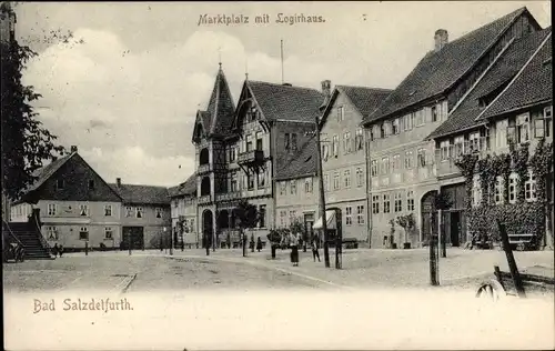 Ak Bad Salzdetfurth in Niedersachsen, Marktplatz mit Logierhaus