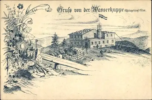 Litho Gersfeld in der Rhön Hessen, Wasserkuppe