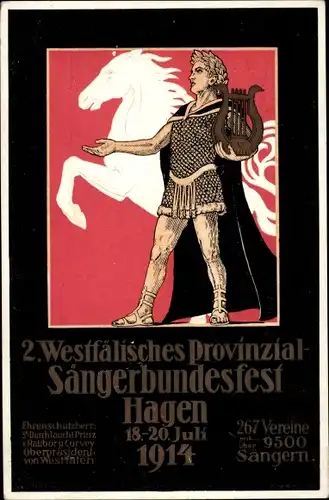 Ak Hagen in Westfalen, 2. Westfälisches Provinzial-Sängerbundesfest 1914, Lyra