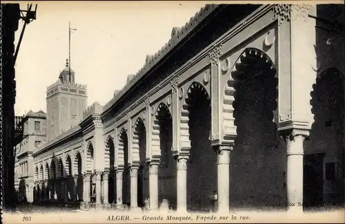 Ak Alger Algier Algerien, Grande Mosquée, Facade sur la Rue