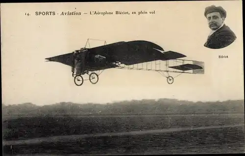 Ak Aviation, L'Aeroplane Bleriot, en plein vol, Aviateur, Flugzeug, Flugpionier