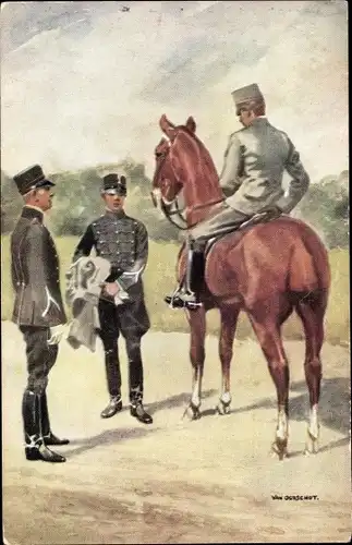 Künstler Ak Niederländische Soldaten in Uniformen, Cavalerie, Onderofficieren