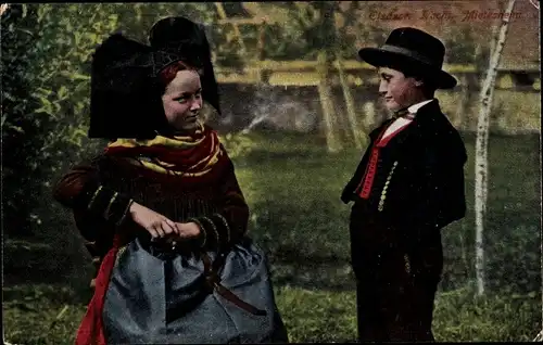 Ak Kinder in Elsässer Tracht