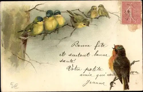 Litho Singende Vögel, Vogel-Konzert