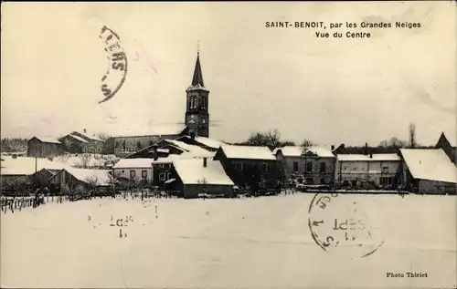 Ak Saint Benoit Vosges, Vue du Centre, Hiver